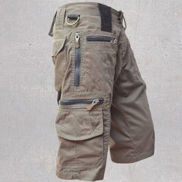 Men's Shorts Summer Men's Capris Loose Fitting Straight Tube Cargo Shorts Pure Cotton Male Work Shorts Outdoor Multi-pocket Short Pants 230509