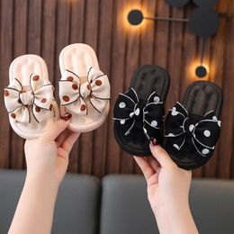 Slipper Bow Flats Open Toe Slide Sandals Non-slip Flip Flops Children Home Slippers Kids Girls Summer Cute Beach Slippers Shoe 230509