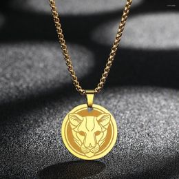 Pendant Necklaces QIAMNI Fashion Tiger Head Necklace Animal Lion Leopard Hip Hop For Men Women Jewellery Personality Choker Gift