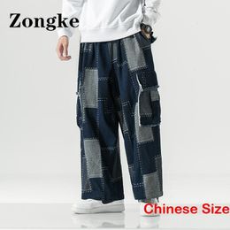 Men's Jeans Zongke Patchwork Wide Leg For Men Clothings Cargos Pants Mens Baggy Street Wear Chinese Size 5XL 2023 Spring 230509