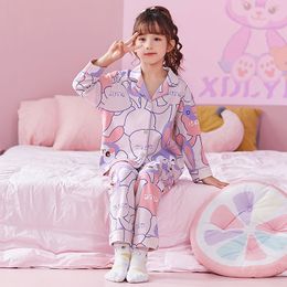 Pajamas Kawaii Cartoon Print Children Pajama Set Anime Long-Sleeved Trousers Girls Clothing Baby Pajamas Sleepwear 230509