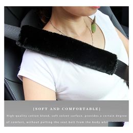 Safety Belts Accessories Soft Faux Sheepskin Seat Belt Shoder Pad For Comfortable Driving Car Truck Suv Airplane Carmera Backpack Dhihx