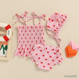 Two-Pieces Baby Girls Swimwear Bikini Set Heart Print Swimsuit Bathing Suit for Toddlers Infants