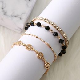 Link Bracelets Bohemian Crystal Hand Bracelet For Women Shell Map Lotus Tassel Heart Stone Wrist Bangle Boho Jewellery 2023 Accessories