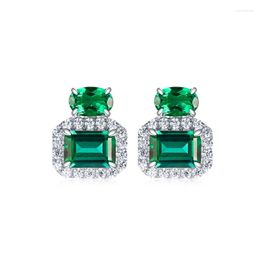 Stud Earrings ELSIEUNEE Vintage 925 Sterling Silver 2.42CT Emerald High Carbon Diamond Gemstone For Women Fine Jewelry Wholesale