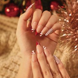 False Nails 24pcs DIY Manicure Press On Gingerbread Man Snowflake Ballerina And Almond Long Coffin Christmas Fake