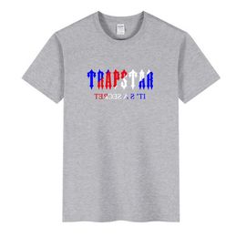 Trapstar ee 100% Cotton Crew Collar Shirt Men Casual High Quality Summer Short Sleeve Mens Shirts Fashion Basic Sunscreen design 23ess