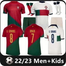 22 23 Portuguesas Soccer Jerseys Maillot Foot RONALDO JOAO FELIX RUBEN NEVES BRUNO FERNANDES DIEGO J. 2023 Portugueses Player Football Shirt Men Kids Kit Sets