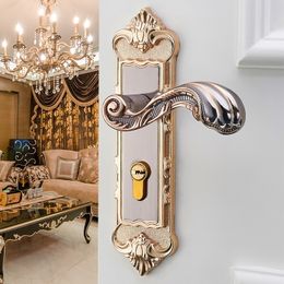 Door Locks Gold interior door lock with key hardware accessories security and antitheft modern bedroom wooden door lock 230508