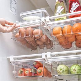 Organisation 2PCS Refrigerator Drawer Organiser Slide Under Shelf Drawer Box Rack Egg Holder Refrigerator Drawer Kitchen Food Storage Box