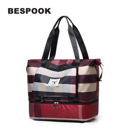 Duffel Bags Foldable Travel Bags with Shoe Compartment Large Capacity Waterproof Multifunctional Handbag Carry On Folding Duffle for Women 230509