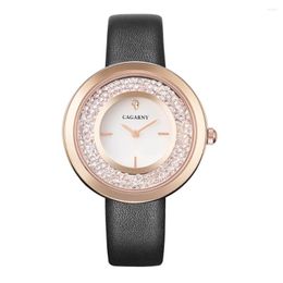 Wristwatches Cagarny Hip Hop Ice Out Women Watches Luxury Bling Diamonds Watch Female Clock Rose Gold Waterproof Fashion Ladies Wristwatch