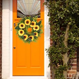 Decorative Flowers Simulation Wreath High Sunflower Garland Weather-resistant Spring Summer Artificial Add Atmospheres