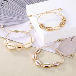 Charm Bracelets Gold Color Cowrie Shell For Women Delicate Rope Chain Bracelet Beads Bohemian Beach Jewelry