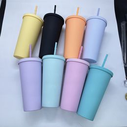 Water Bottles 720ml coffee cup with lid reusable coffee cup plastic roller cup frosted coffee cup beverage bottle direct 230508