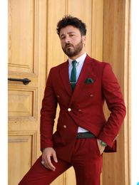Men's Suits Blazers Red Full Men'S Suit Slim Fit Male Blazer In Trousers Blazer Men Clothing Jackets Sets Wedding Formal Occasion Dresses Suit 230509