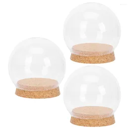 Storage Bottles 3 Pcs Cloche Bell Jar Decorative Clear Display Case Cake Stand Holder Dome Cover Glass Globe Cupcake