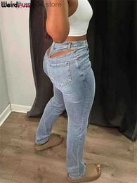 Women's Pants Capris Puss Cut Out Tight Zipper Pencil Jeans Streetwear Baddie Clothes Women Hight Waist Pants Retro Skinny Wild Long Trousers T230509