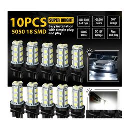 Car Headlights 10 Pcs 3157 3156 18Smd Reverse Brake/Stop/Turn Tail Back Up Led Light Bb White Drop Delivery Mobiles Motorcycles Ligh Dhbri