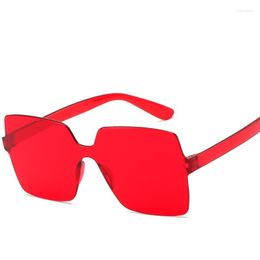 Sunglasses Rimless For Ladies Transparent Glasses Men Women Eyewear Vintage Red Yellow Brown Round High Quality Square