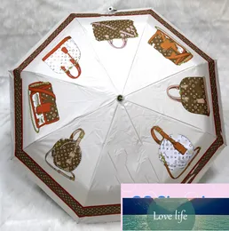 Wholesale Outdoor Umbrellas Luxury Designer L Printing Folding Umbrella Rainy Sun Screen Proof for Women Present Top Quality