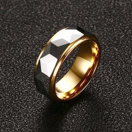 Band Rings Tungsten Carbide Rings Multi-Faceted Prism Ring for Men Wedding Band 8MM Comfort Fit 230509