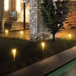 Dancing Flames Design Outdoor Courtyard Lamp Decorate A Warm Garden Solar Flame Light Waterproof Easy Installation