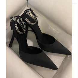 Dress Shoes Spring And Summer Pointed Rhinestone Letter Sandals Thin High Heel Banquet Daily Versatile Sexy Women's Single