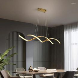 Pendant Lamps Modern LED Lights For Kitchen Living Dining Room Bar Suspension Hanging Wave Lamp Chrome/Gold Plated Home