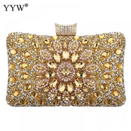 Evening Bags Rhinestone Clutch Bag Gold Moon Party Womens Shoulder Diamonds Wedding Bridal Sac a Main Luxury Purse 230427