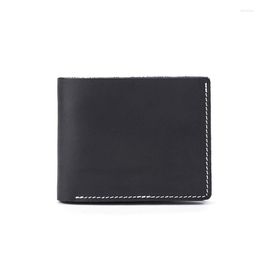 Wallets 2023 Cow Leather Men Wallet Retro Fashion Simple Men's Short Section