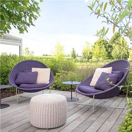 Camp Furniture Outdoor Single Person Sofa Rope Garden Villa Designer Lazy Lounge Chair Homestay Resort Rattan