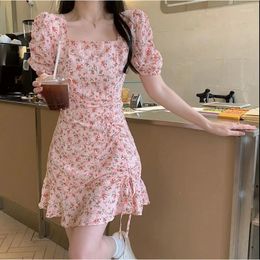 Casual Dresses Floral Skirt Gentle Wind Female 2023 Summer Chic Design Artistic Sense Korean Style Milk In Gas Dress