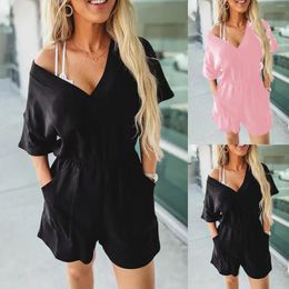 Women's Tracksuits Women Two Piece Outfits Short Sleeve V Neck Top Pants Casual Solid Pyjamas Loungewear Set