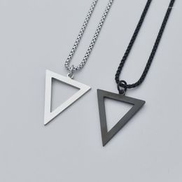 Pendant Necklaces Fashion Hollow Triangle Necklace Men Simple Stainless Steel Box Chain For Jewelry Gift