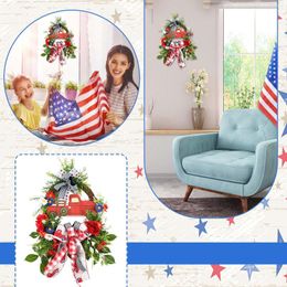 Decorative Flowers 4 Of Julys Wreath Memorial Day Patriotic For Front Door American Independence Wreaths Decorations