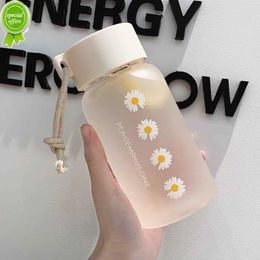 Little Daisy Plastic Cup Summer Clear Frosted Water Cup Simple Fresh Male Female Students Gift Cup Portable Outdoor Water Bottle