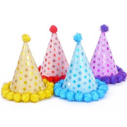 Party Hats Decoration Baby Crown Headdress Hat Elastic Hair Lead With First Year Layout Supplies 's Birthday Children Mother's Day