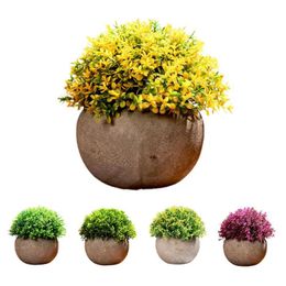 Decorative Flowers & Wreaths Simulation Potted Fresh Home Decoration Plastic Rural Grass Ball Fake Bonsai For Living Room Wedding Party