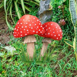 Gift Wrap 2pcs Stakes Outdoor Garden Decorative Patio Lawn Ornament Acrylic Mushroom Stake