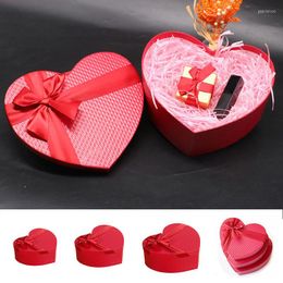 Gift Wrap Red Heart Shaped Valentine's Day Box Candy Boxes Florist Bouquet Packaging Flower Wedding Party Accessories 3 Sizes