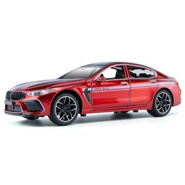 Diecast Model Cars 1/24 Diecast Toy Vehicle Alloy Car Model Simulation MANHART-MH8 Metal Red Sound Light Pull Back Sports Cars For Kids Boy Gift 230509