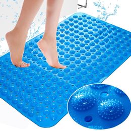 Mats 2019 Large Strong Suction Thin Bathroom Mat Anti Slip Bath Shower Mat PVC Massage Particles Foot Pad Odourless NonToxic Bath Mat