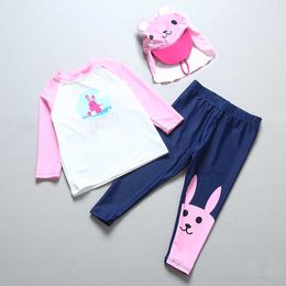 Swimwear UPF50+Girls' 3 Pieces/Set Girls' Long Sleeve 1-9Y Floating Swimsuit Children's Surfing Suit-SW382 P230602