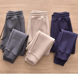 Men's Pants Warm And Thick Double-sided Velvet Bundled Foot For Men Women In Winter Simple Loose Couple Sports