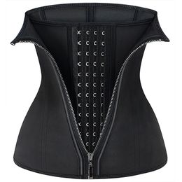 Women's Shapers Latex Waist Trainer Zipper Cincher Binders Slimming Belly Belts Tummy Trimmer Shapers Women Control Sheaths Girdle Straps Black 230509