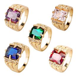 Band Rings 2023 New Vintage Noble Royal Natural Crystal Ring Jewelry Fivecolor Crystal Ring Gold Men's Engagement Wedding Ring Z0509