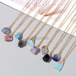 Pendant Necklaces Irregular Natural R Stone Quartz Amethysts Gold Colour Chain Reiki Energy for Women Jewellery Y23