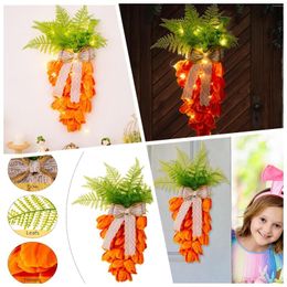 Decorative Flowers Mother's Day Tulips Upside Down Tree Decoration Wreath Holiday Supplies With Lights Carrot Pendant