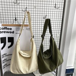 Evening Bags Women Canvas Shoulder Bags Large Capacity Thick Cotton Cloth Books Handbag Tote Solid Crossbody Bag Big Travel Purse For Ladies 230509